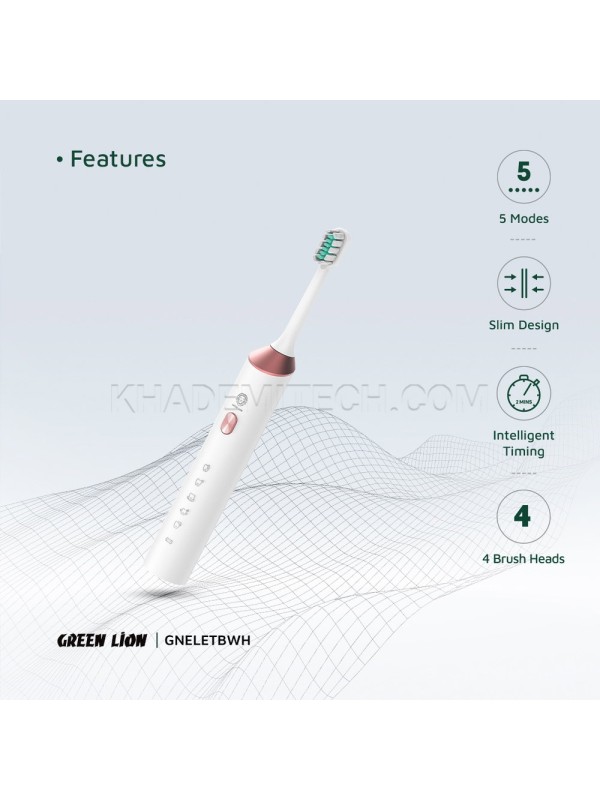 مسواک برقی گرین لاین مدل GREEN LION GNELETBWH TOOTHBRUSH سفید