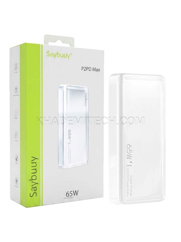 پاوربانک سی بای مدل Saybuuy P2PD Max 20000mAh 65W سفید