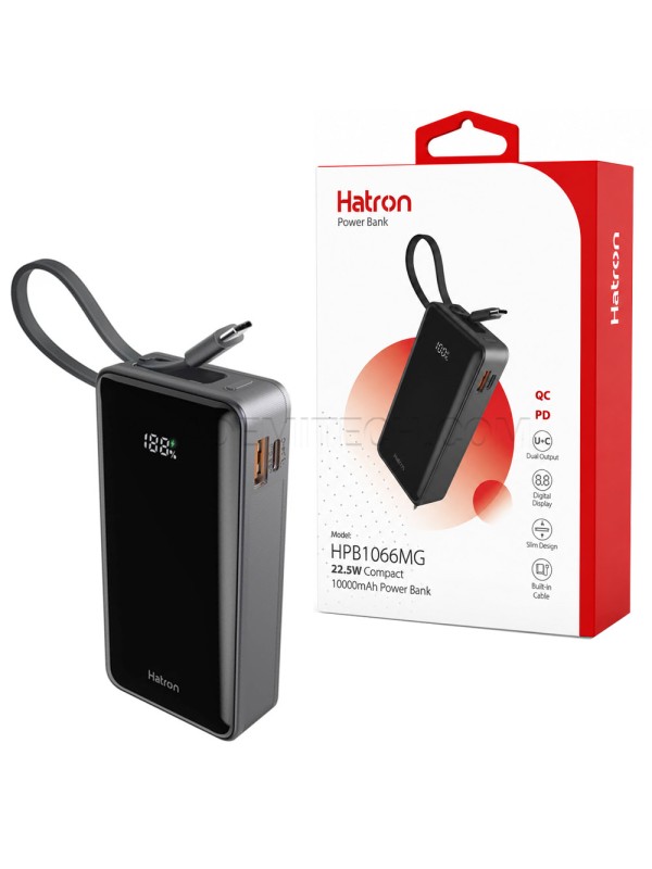 پاوربانک هترون مدل Hatron HPB1066MG 10000mAh 22.5W مشکی