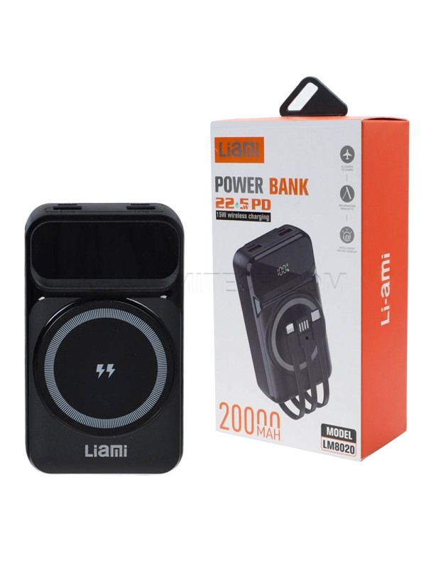پاوربانک وایرلس لیامی مدل LIAMI LM8020 20000mAh 22.5W مشکی