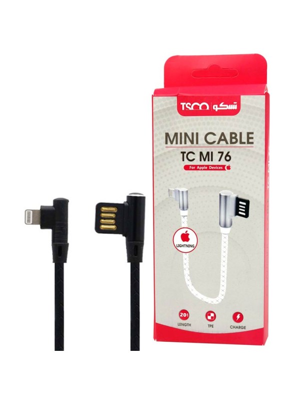 کابل شارژ پاوربانک لایتنینگ تسکو مدل TSCO TC-MI76 مشکی طول 1 متر
