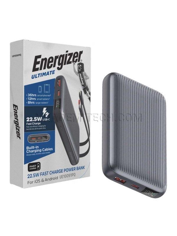 پاوربانک انرجایزر مدل Energizer UE10091PQ 10000mAh 22.5W طوسی