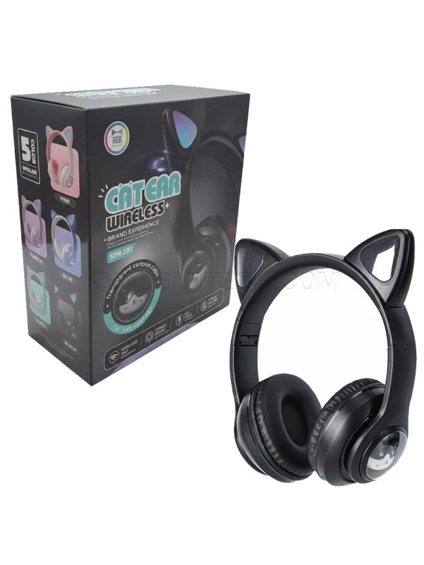 هدست بی سیم فانتزی طرح گربه مدل CAT EAR STN-28T مشکی