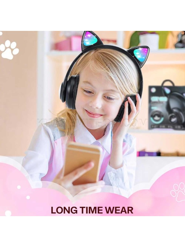 هدست بی سیم فانتزی طرح گربه مدل CAT EAR STN-28T مشکی