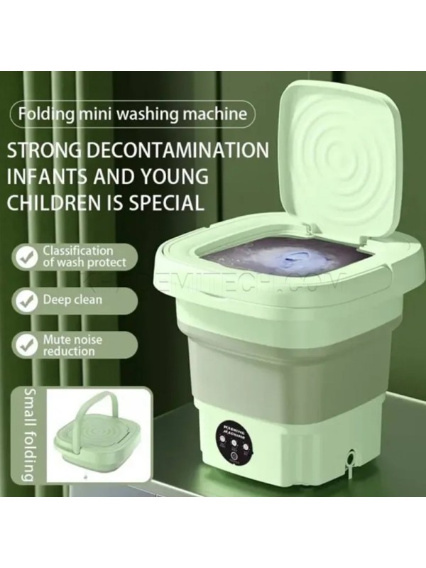 مینی واش و ماشین لباسشویی تاشو پرتابل فولدینگ مدل Folding Washing Machine سبز