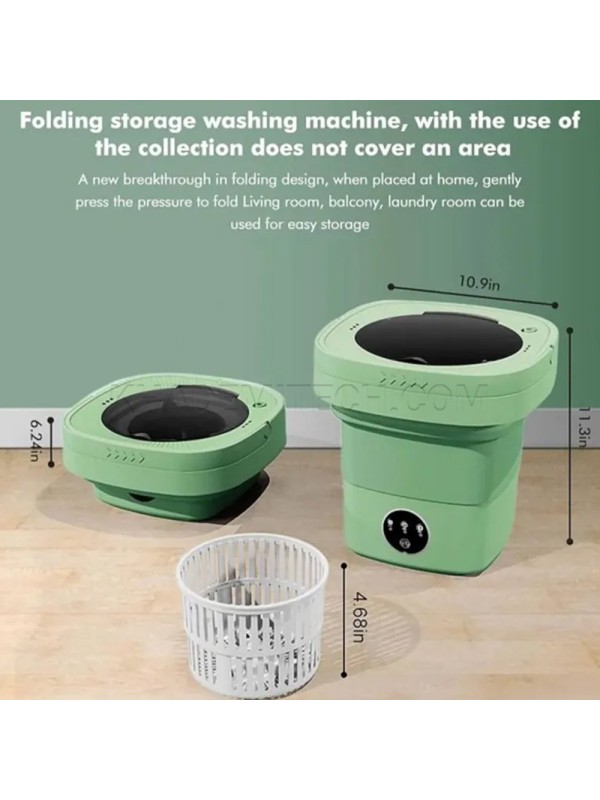 مینی واش و ماشین لباسشویی تاشو پرتابل فولدینگ مدل Folding Washing Machine سبز