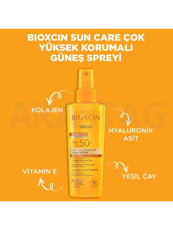 اسپری ضد آفتاب بیوکسین BIOXCIN مدل SPF+50 حجم 200 میلی لیتر