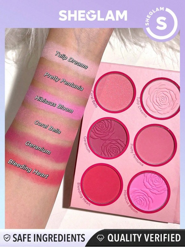 پالت رژگونه شیگلم Sheglam مدل 6 رنگ Blushing Bouquet وزن 1.8 گرم