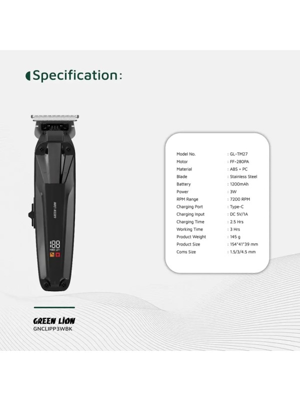 ماشین اصلاح گرین لاین مدل GREEN LION GNCLIPP3WBK Clip Master
