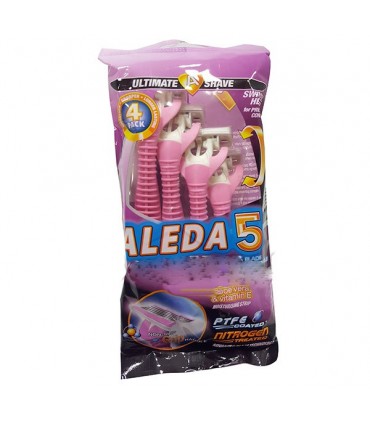 خودتراش 5 لبه صورتی آلدا Aleda بسته 4 عددی