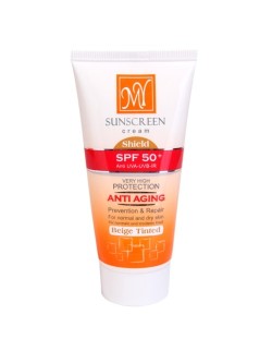 کرم ضد آفتاب +SPF50 ضد چروک شیلد رنگ بژ (پررنگ) مای 50 میل