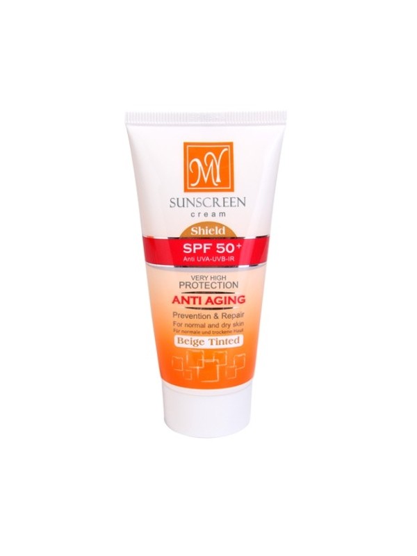 کرم ضد آفتاب +SPF50 ضد چروک شیلد رنگ بژ (پررنگ) مای 50 میل