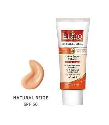 کرم ضد آفتاب SPF50 برای انواع پوست ها بژ طبیعی Natural Beige الارو 50 میل