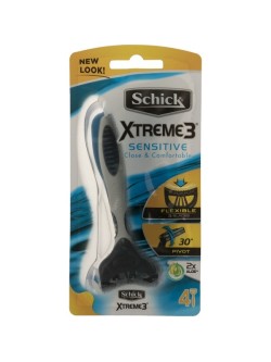 خودتراش مردانه 3 لبه مدل Xtreme Sensitive 3 آبی شیک بسته 4 عددی