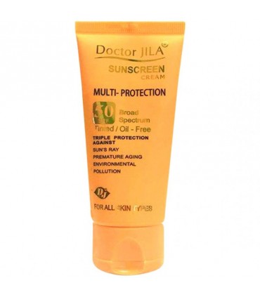 کرم ضد آفتاب SPF50 رنگی فاقد چربی مدل Multi Protection دکتر ژیلا 50 گرم