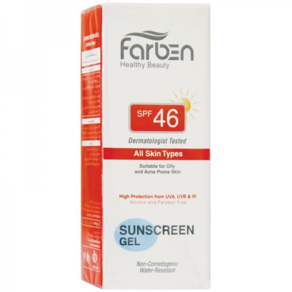 ژل ضد آفتاب SPF46 مناسب پوست های چرب و آکنه ای فاربن 50 میل