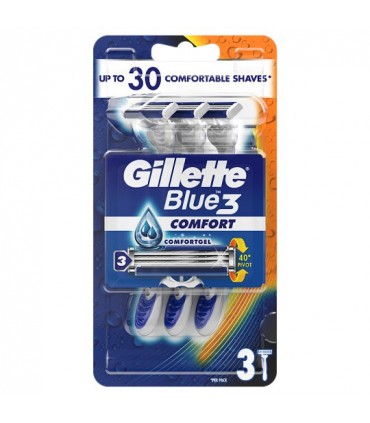 خودتراش ژیلت 3 لبه مدل Blue3 Comfort بسته 3 عددی