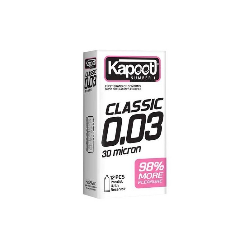 کاندوم مدل Classic 0.03 micron کاپوت بسته 12 عددی