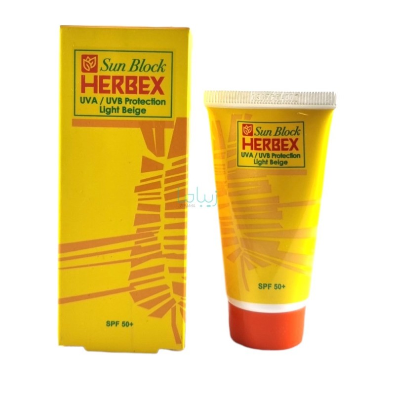 کرم ضد آفتاب +SPF50 رنگ بژ روشن مناسب پوست نرمال و چرب هربکس 50 میل