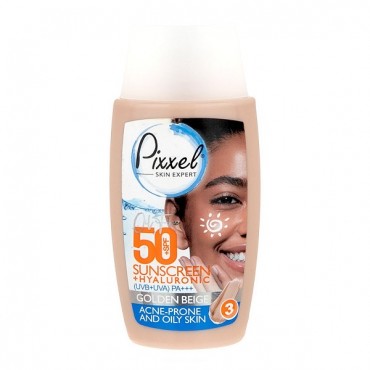 کرم ضد آفتاب SPF +50 مناسب پوست چرب و آکنه دار مدل Golden Beige پیکسل 50 میل