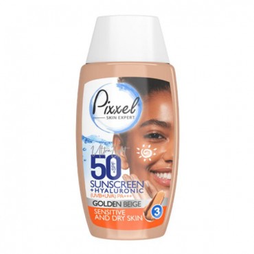 کرم ضد آفتاب SPF +50 مناسب پوست خشک و حساس مدل Golden Beige پیکسل 50 میل