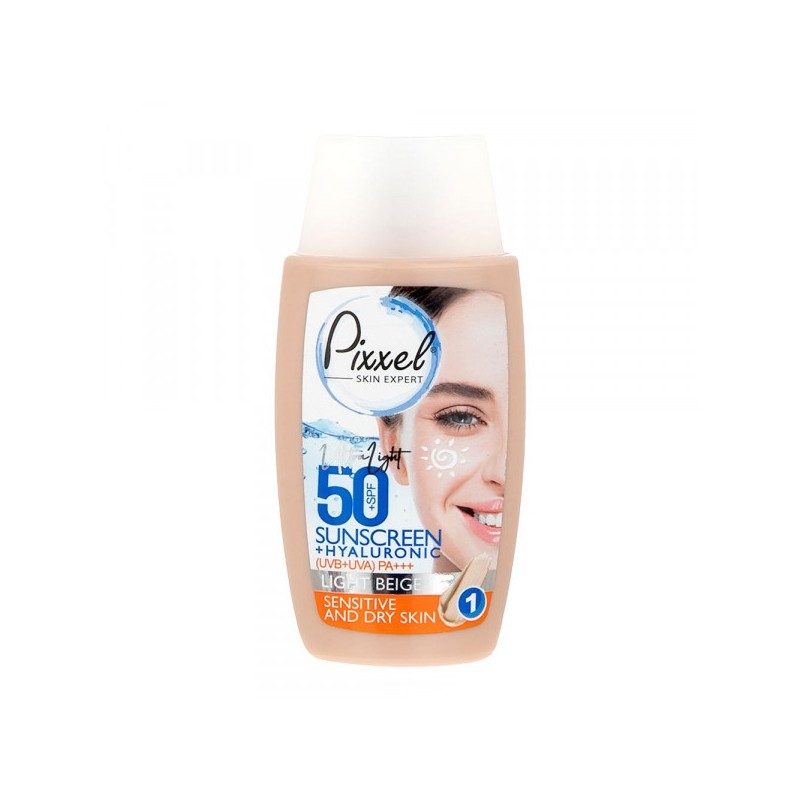 کرم ضد آفتاب SPF +50 مناسب پوست خشک و حساس مدل Light Beige پیکسل 50 میل