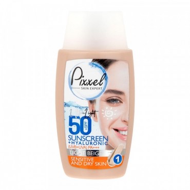 کرم ضد آفتاب SPF +50 مناسب پوست خشک و حساس مدل Light Beige پیکسل 50 میل