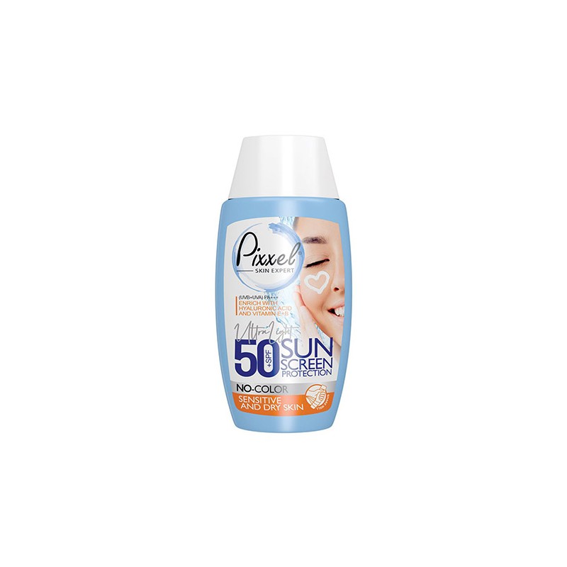 کرم ضد آفتاب SPF +50 مناسب پوست خشک و حساس مدل بی رنگ No Color پیکسل 50 میل