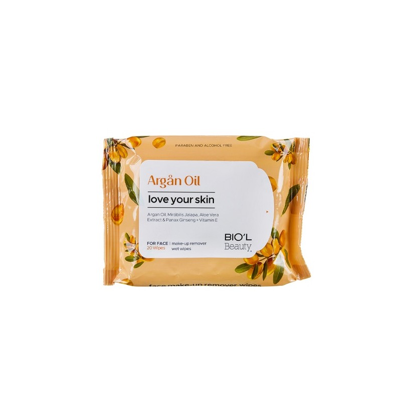 دستمال مرطوب پاک کننده آرایش صورت مدل Argan Oil بیول 20 عددی