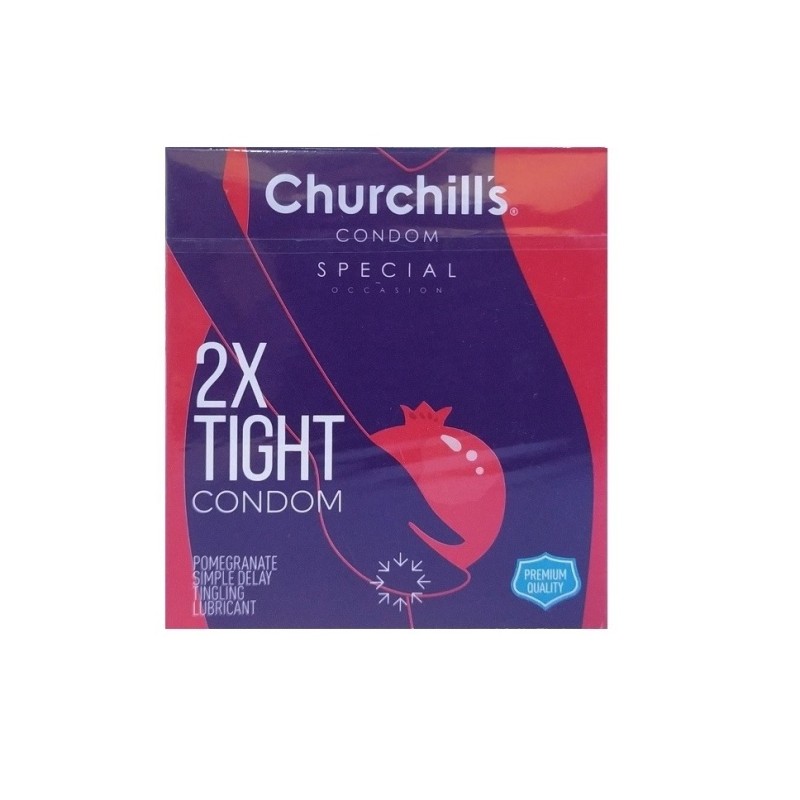 کاندوم خاردار تنگ کننده و تحریک کننده تاخیری مضاعف مدل 2X Tight چرچیلز بسته 3 عددی
