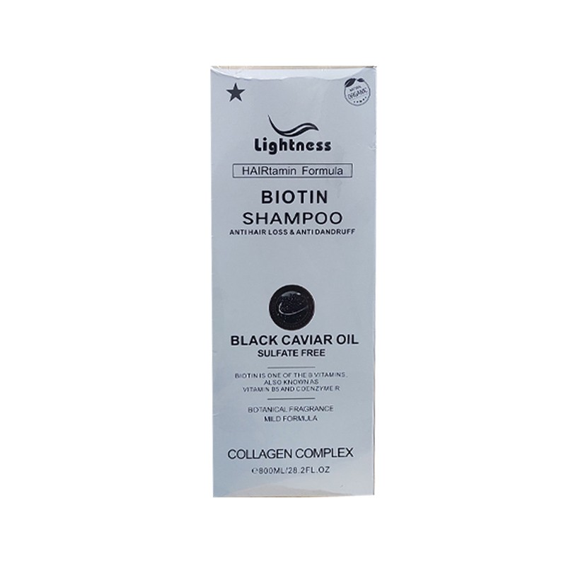 شامپو مو فاقد سولفات روغن خاویار مدل BIOTIN لایتنس 800 میل