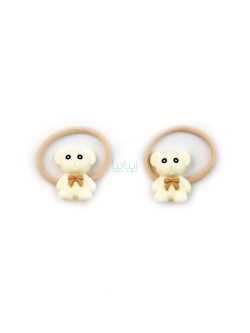 پک کش مو طرح تدی پاپیون دار کد F02 بسته 2 عددی