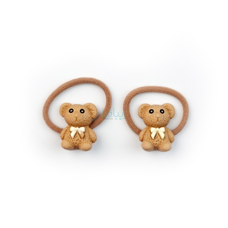 پک کش مو طرح تدی پاپیون دار کد F02 بسته 2 عددی