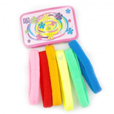 کش مو حوله ای ساده رنگی کد 65 بسته 6 عددی