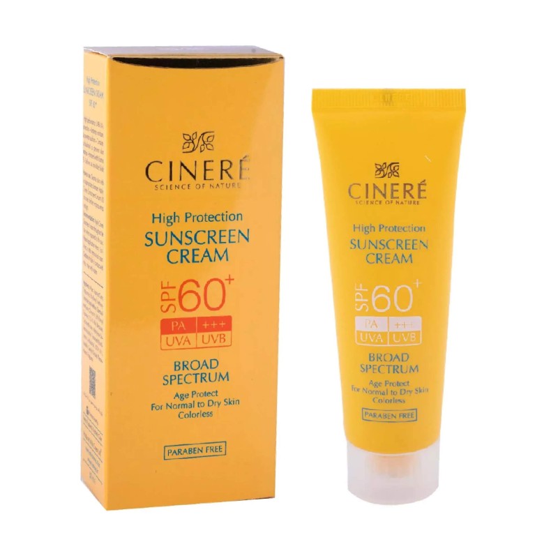 کرم ضد آفتاب SPF60 بدون رنگ انواع پوست سینره 50 میل