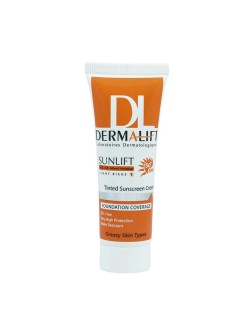 کرم ضد آفتاب درمالیفت SPF50+ رنگی بژ روشن شماره 1 مناسب پوست چرب حجم 40 میل