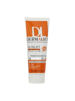 کرم ضد آفتاب درمالیفت SPF50+ رنگی بژ طبیعی شماره 2 مناسب پوست چرب حجم 40 میل