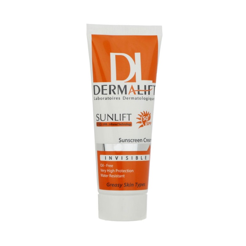 کرم ضد آفتاب SPF50+ بی رنگ مناسب پوست چرب درمالیفت 40 میل