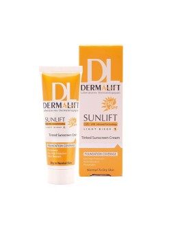 کرم ضد آفتاب درمالیفت SPF50+ رنگی بژ روشن شماره 1 مناسب پوست نرمال تا خشک حجم 40 میل