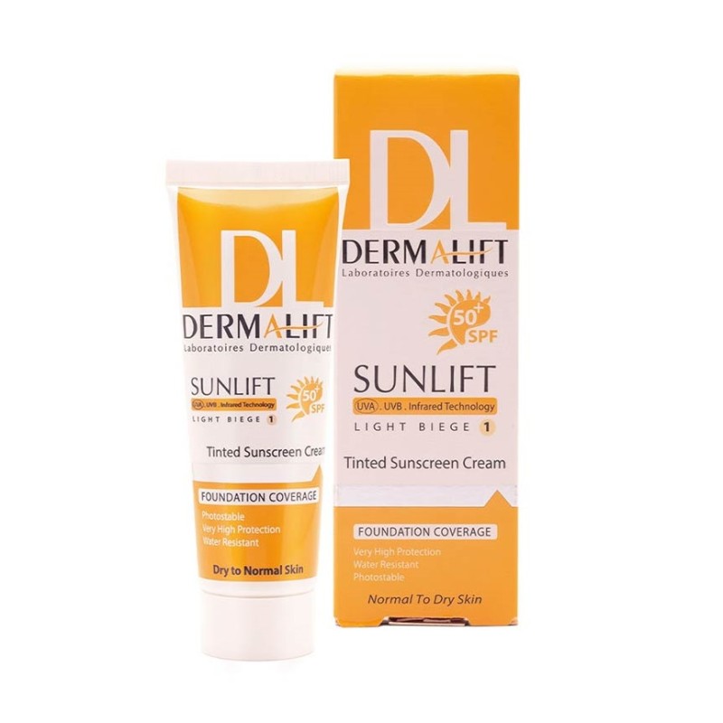 کرم ضد آفتاب SPF50+ رنگی بژ روشن شماره 1 مناسب پوست نرمال تا خشک درمالیفت 40 میل