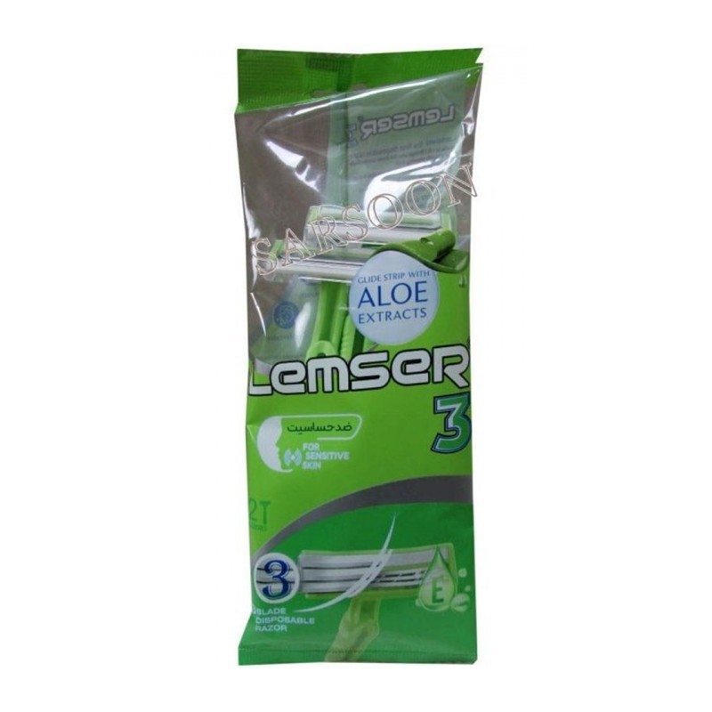 خودتراش 3 لبه سبز لمسر بسته 2 عددی