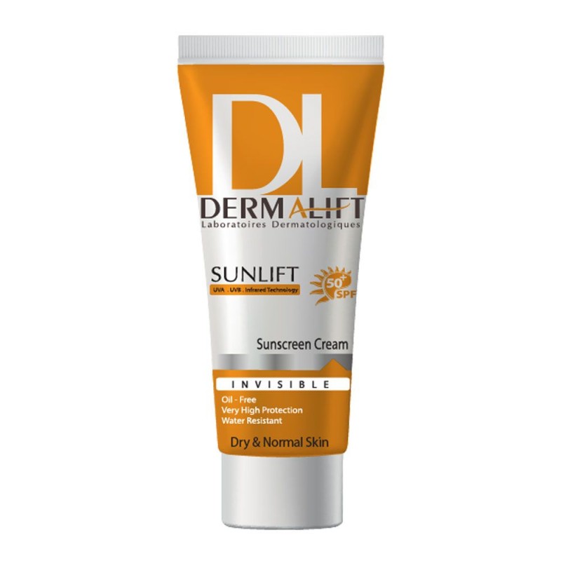 کرم ضد آفتاب SPF50+ بی رنگ مناسب پوست خشک درمالیفت 40 میل