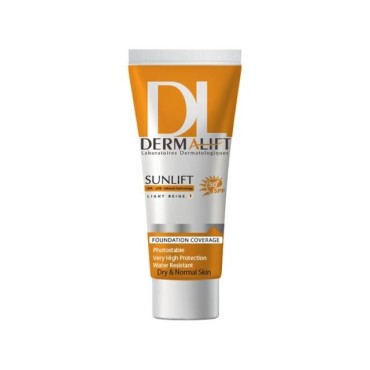 کرم ضد آفتاب SPF50 شماره 1 بژ روشن مناسب پوست خشک و معمولی درمالیفت 40 میل