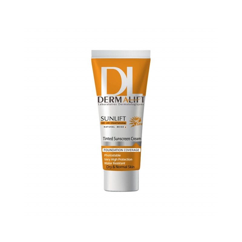 کرم ضد آفتاب رنگی SPF50 محافظ UVA و UVB ضد آب مناسب پوست خشک درمالیفت 40 میل