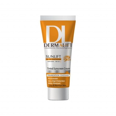 کرم ضد آفتاب رنگی SPF50 محافظ UVA و UVB ضد آب مناسب پوست خشک درمالیفت 40 میل