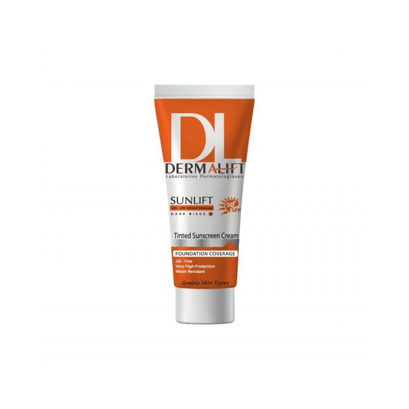 کرم ضد آفتاب SPF50 شماره 3 بژ تیره مناسب پوست چرب درمالیفت 40 میل
