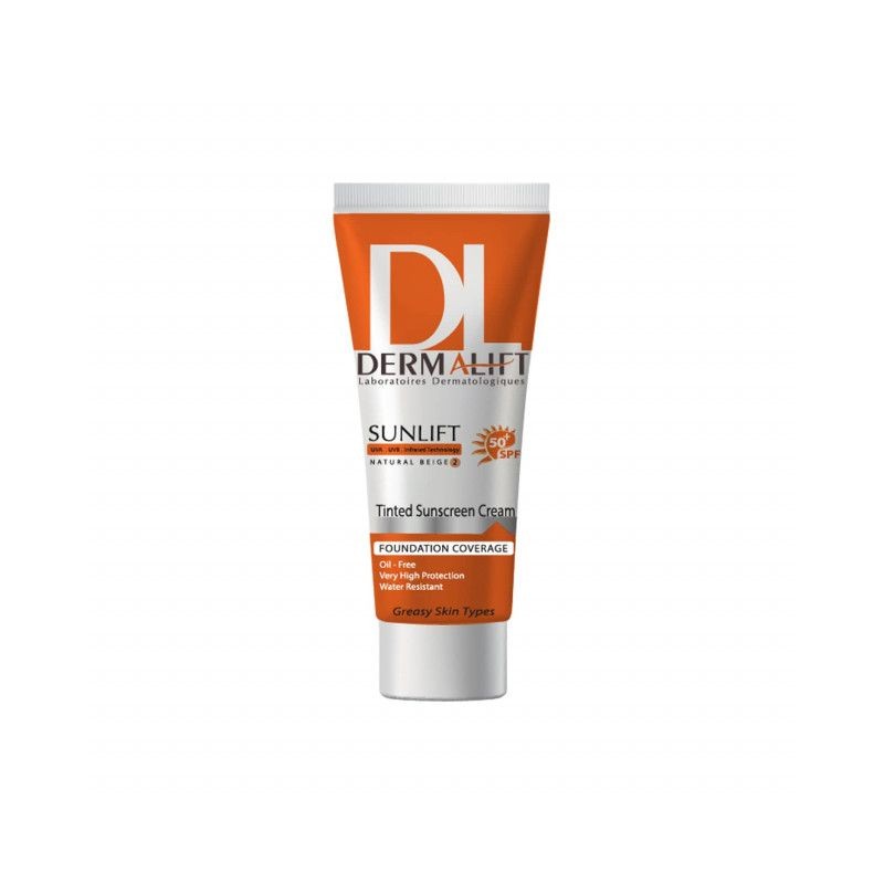 کرم ضد آفتاب رنگی SPF50 محافظ UVA و UVB ضد آب مناسب پوست چرب درمالیفت 40 میل