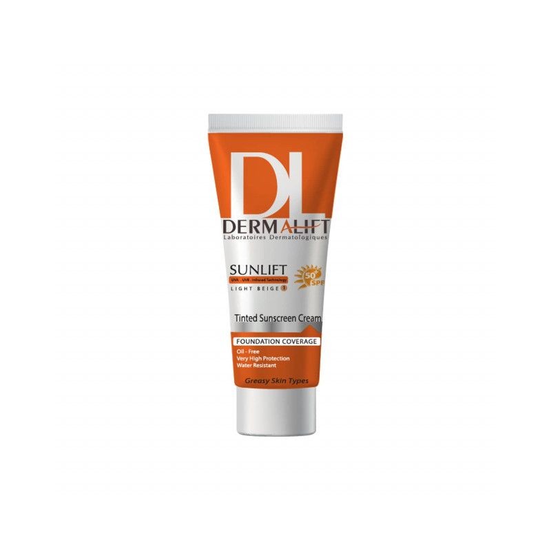 کرم ضد آفتاب SPF50 شماره 1 بژ روشن مناسب پوست چرب درمالیفت 40 میل
