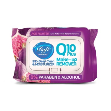 دستمال مرطوب پاک‌کن آرایش مدل Q10 طرح میوه انجیر دافی بسته 50 عددی