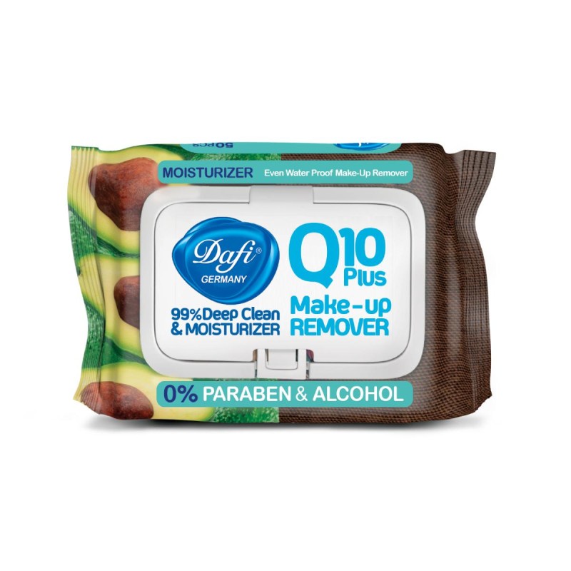 دستمال مرطوب پاک‌کن آرایش مدل Q10 طرح میوه آووکادو دافی بسته 50 عددی